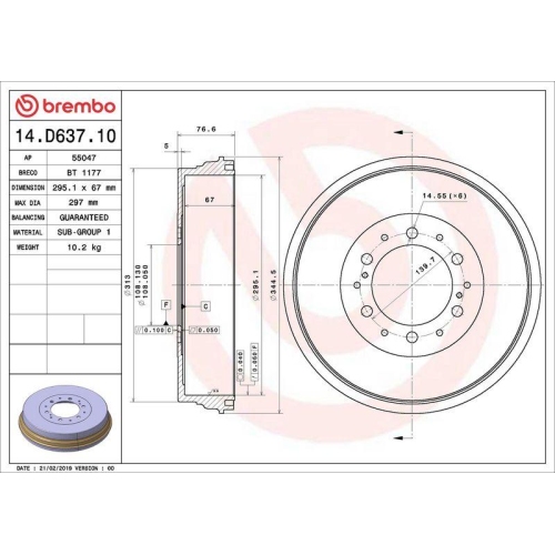BREMBO Bremstrommel ESSENTIAL LINE 14.D637.10