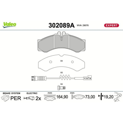 VALEO Bremsbelagsatz, Scheibenbremse EXPERT 302089A