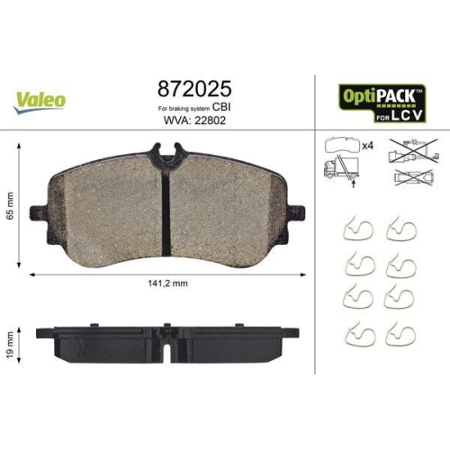 VALEO Bremsbelagsatz, Scheibenbremse OPTIPACK for LCV 872025