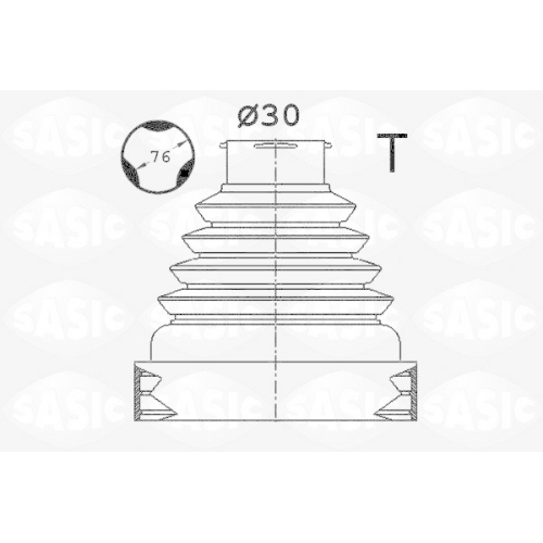 SASIC Faltenbalgsatz, Antriebswelle 1900038