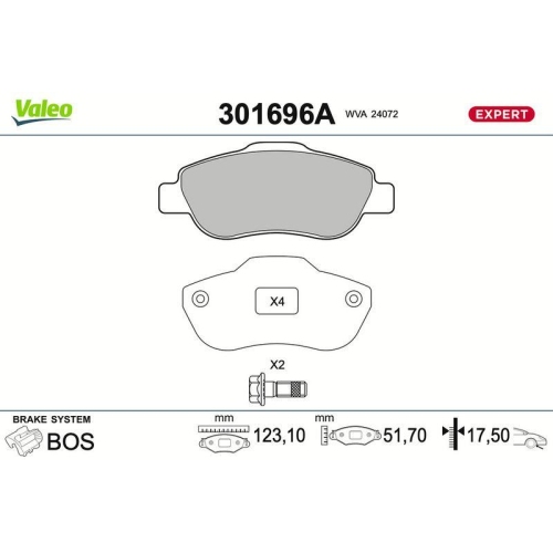 VALEO Bremsbelagsatz, Scheibenbremse EXPERT 301696A