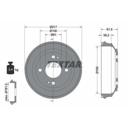 TEXTAR Bremstrommel 94017500
