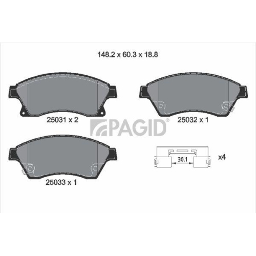PAGID Bremsbelagsatz, Scheibenbremse T1958N