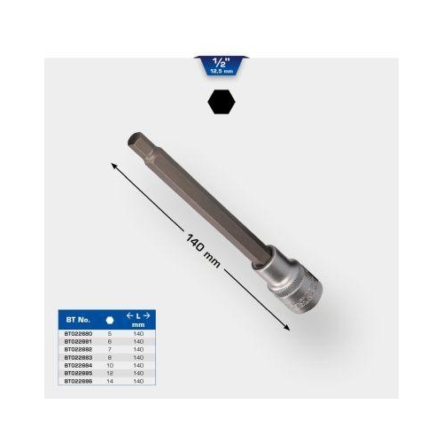 1/2 Zoll Innensechskant Bit-Stecknuss 140 mm lang 7 mm BRILLIANT TOOLS BT022882