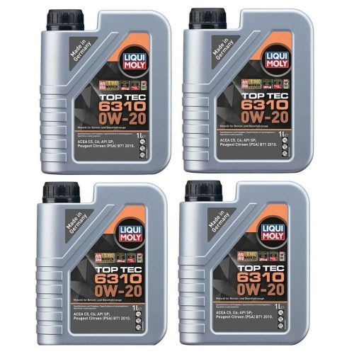 Motoröl Motorenöl Top Tec 6310 0W-20 Liqui Moly 4 Liter Kanister PSA B71 2010