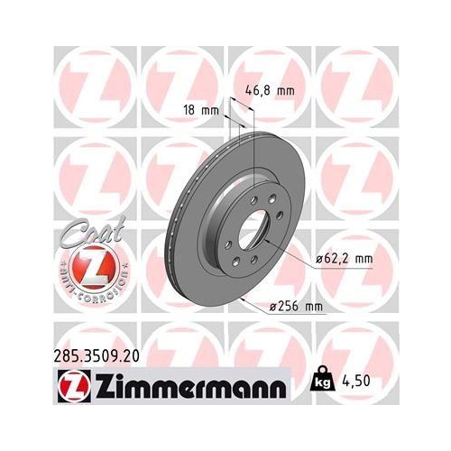 ZIMMERMANN Bremsscheibe COAT Z 285.3509.20
