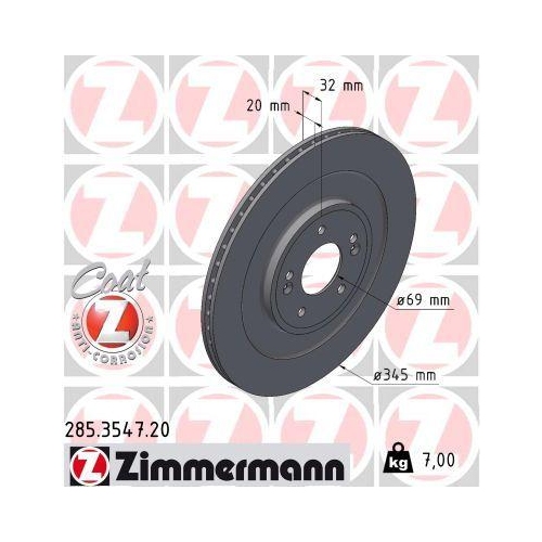 ZIMMERMANN Bremsscheibe COAT Z 285.3547.20