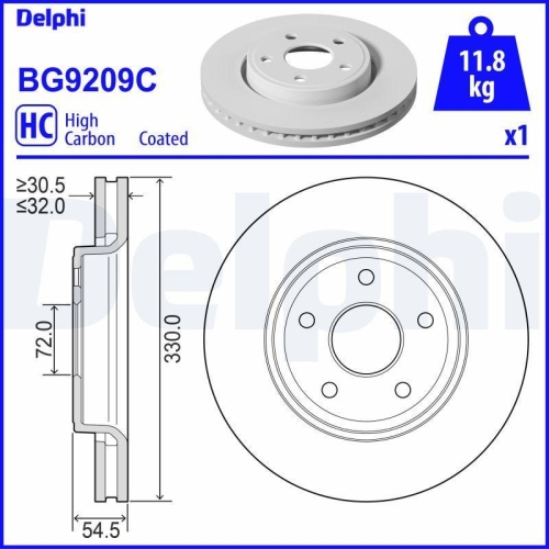 DELPHI Bremsscheibe BG9209C