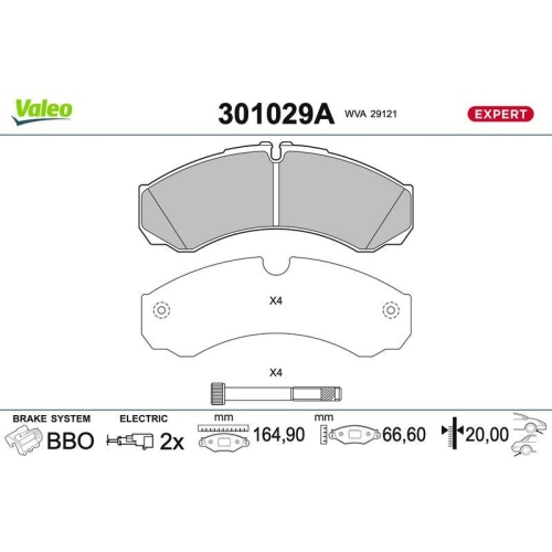 VALEO Bremsbelagsatz, Scheibenbremse EXPERT 301029A