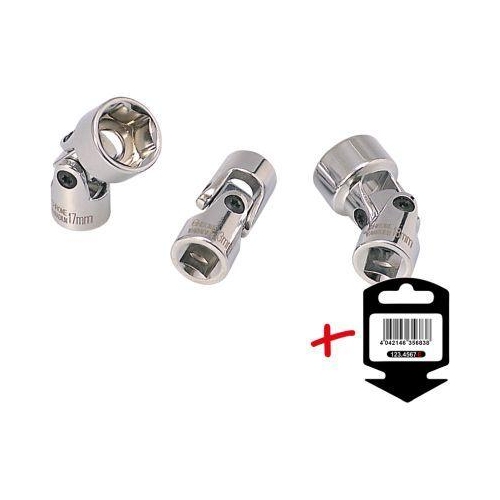 3/8 Zoll CHROMEplus Sechskant-Stecknuss mit Gelenk 13mm auf H&auml;nger 911.3844-E