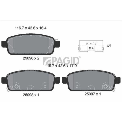 PAGID Bremsbelagsatz, Scheibenbremse T1957N