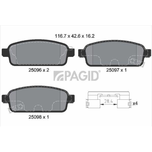 PAGID Bremsbelagsatz, Scheibenbremse T2298N