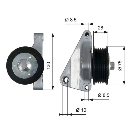 GATES Umlenk-/F&uuml;hrungsrolle, Keilrippenriemen DriveAlign&trade; T36422