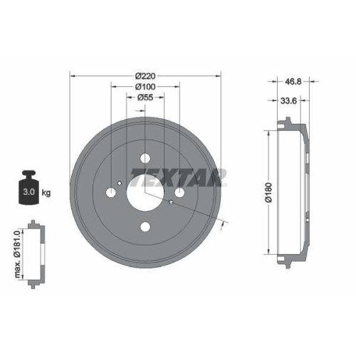 TEXTAR Bremstrommel 94036400