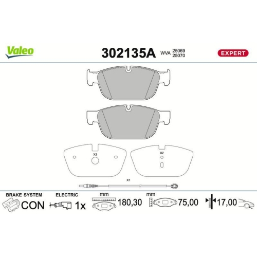VALEO Bremsbelagsatz, Scheibenbremse EXPERT 302135A