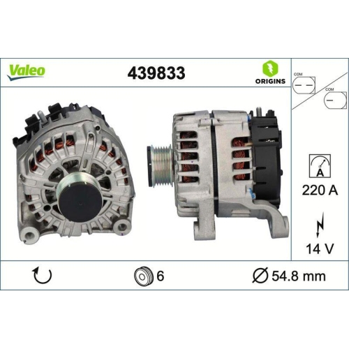 VALEO Generator VALEO ORIGINS - NEW O.E. TECHNOLOGIE 439833