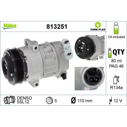 VALEO Kompressor, Klimaanlage VALEO CORE-FLEX 813251