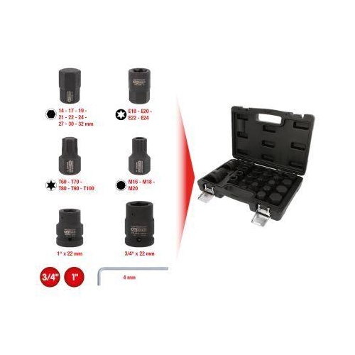 3/4 Zoll + 1 Zoll Kraft-Wechselbit-Satz, 23-tlg KS TOOLS 450.0450
