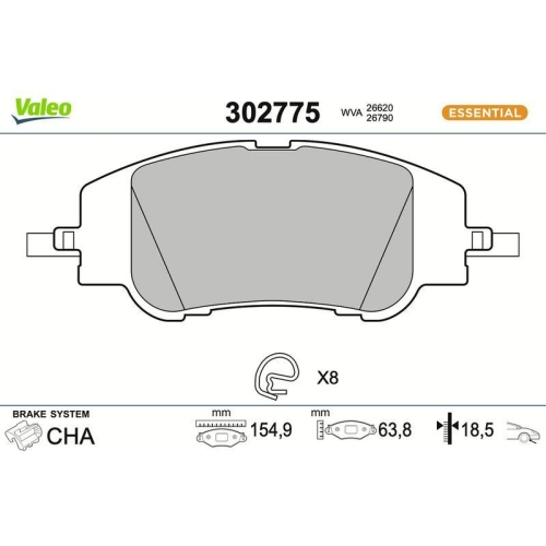 VALEO Bremsbelagsatz, Scheibenbremse ESSENTIAL 302775
