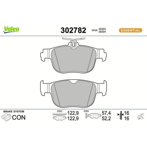VALEO Bremsbelagsatz, Scheibenbremse ESSENTIAL 302782