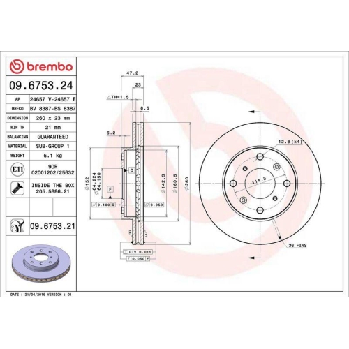 BREMBO Bremsscheibe PRIME LINE - UV Coated