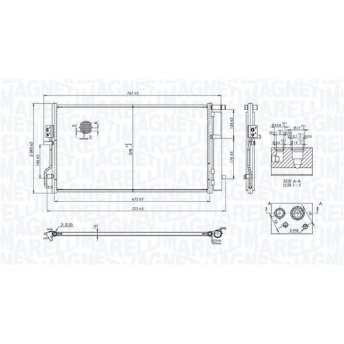MAGNETI MARELLI Kondensator, Klimaanlage 350203101100