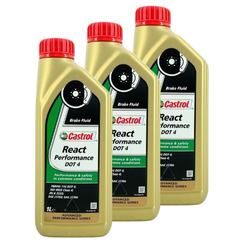 Castrol React Performance DOT 4 Bremsfl&uuml;ssigkeit ISO4925 SAE J1703 3Liter 15F270