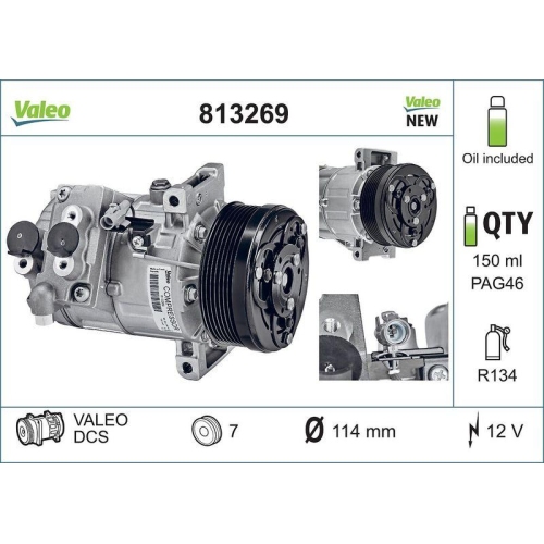 VALEO Kompressor, Klimaanlage VALEO ORIGINS - NEW O.E. TECHNOLOGIE 813269