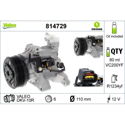 VALEO Kompressor, Klimaanlage VALEO ORIGINS - NEW O.E. TECHNOLOGIE 814729