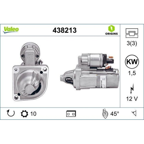 VALEO Starter VALEO ORIGINS - NEW O.E. TECHNOLOGIE 438213