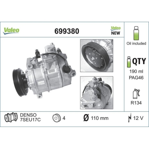 VALEO Kompressor, Klimaanlage VALEO CORE-FLEX 699380