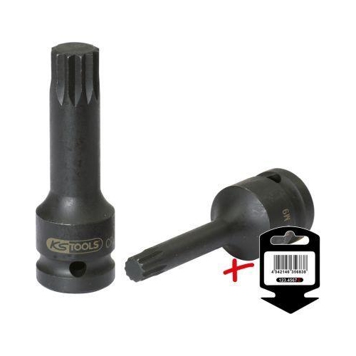 1/2 Zoll Kraft-Bit-Stecknuss Vielzahn, lang, M6 auf H&auml;nger KS TOOLS 911.0947-E