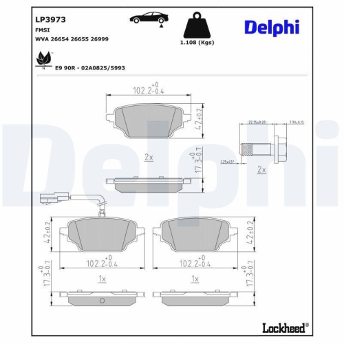 DELPHI Bremsbelagsatz, Scheibenbremse LP3973