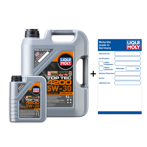 Liqui Moly Top Tec 4200 Motor&ouml;l 5W-30 New Generation 6-Liter 3706+3707+&Ouml;lzettel
