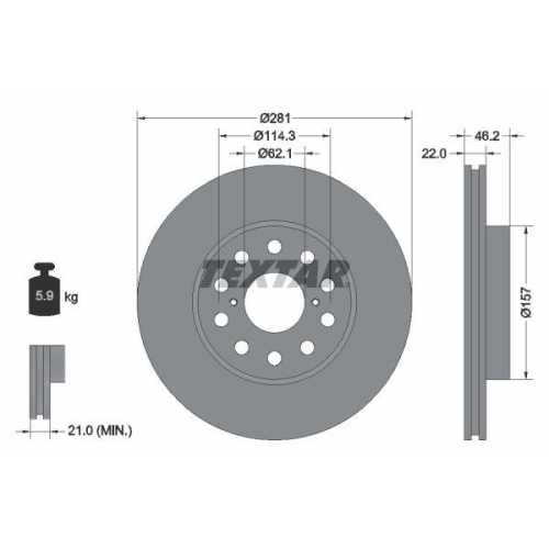 TEXTAR Bremsscheibe 92149600