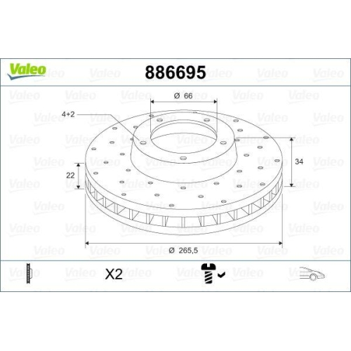 VALEO Bremsscheibe 886695