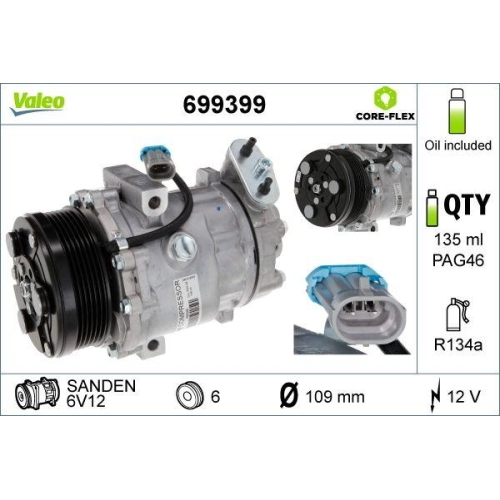 VALEO Kompressor, Klimaanlage VALEO CORE-FLEX 699399