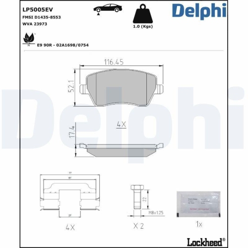 DELPHI Bremsbelagsatz, Scheibenbremse LP5005EV