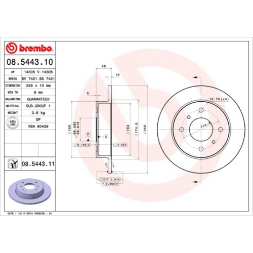 BREMBO Bremsscheibe PRIME LINE - UV Coated 08.5443.11