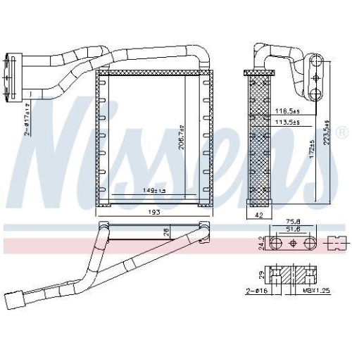 NISSENS W&auml;rmetauscher, Innenraumheizung 707306