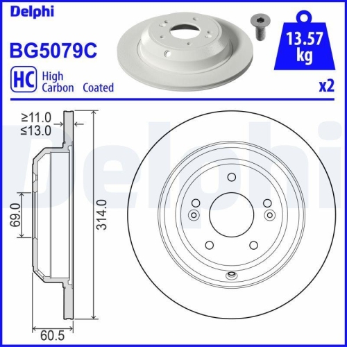 DELPHI Bremsscheibe BG5079C