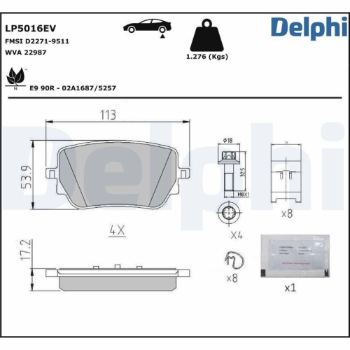 DELPHI Bremsbelagsatz, Scheibenbremse LP5016EV