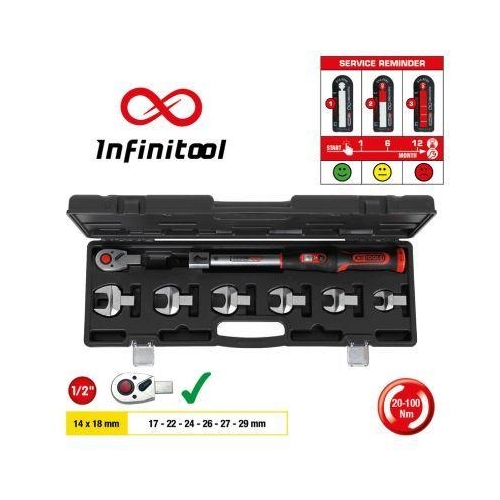 14x18mm INFINITOOL Einsteck-Drehmomentschl&uuml;ssel-Satz 20-100Nm 8-tlg 516.9110