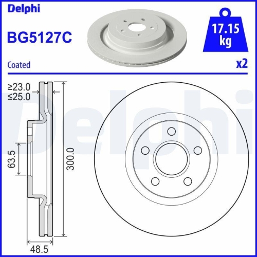 DELPHI Bremsscheibe BG5127C