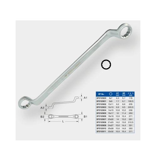 Doppel-Ringschl&uuml;ssel, gekr&ouml;pft, 14 x 15 mm BRILLIANT TOOLS BT012904