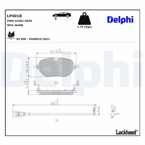 DELPHI Bremsbelagsatz, Scheibenbremse LP4018