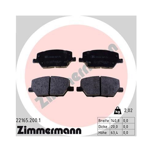 ZIMMERMANN Bremsbelagsatz, Scheibenbremse 22165.200.1