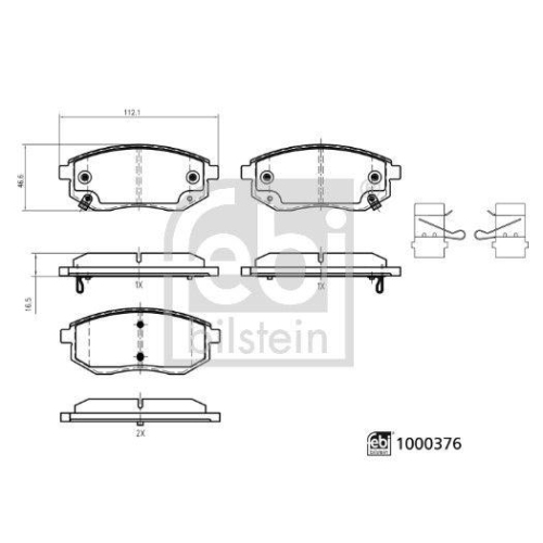 FEBI BILSTEIN Bremsbelagsatz, Scheibenbremse 1000376