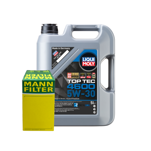 Liqui Moly Motoröl Top Tec 4600, 5W-30 5-Liter 3756 + Ölfilter Mann Set Satz Kit