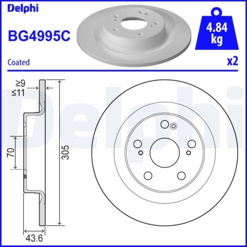 DELPHI Bremsscheibe BG4995C